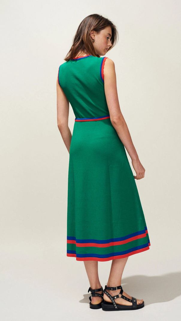 AIIZIE MELISSE SLEEVELESS STRETCH-KNIT DRESS IN VERT VEGETAL - product image