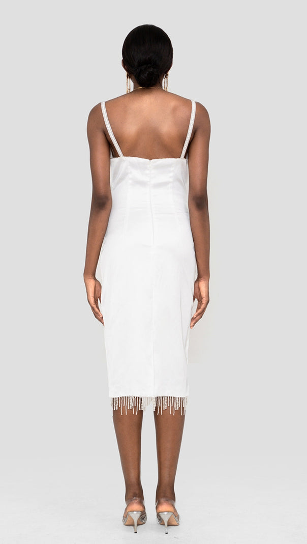 AIIZIE CRYSTALLISED MIDI DRESS IN IVORY - product image