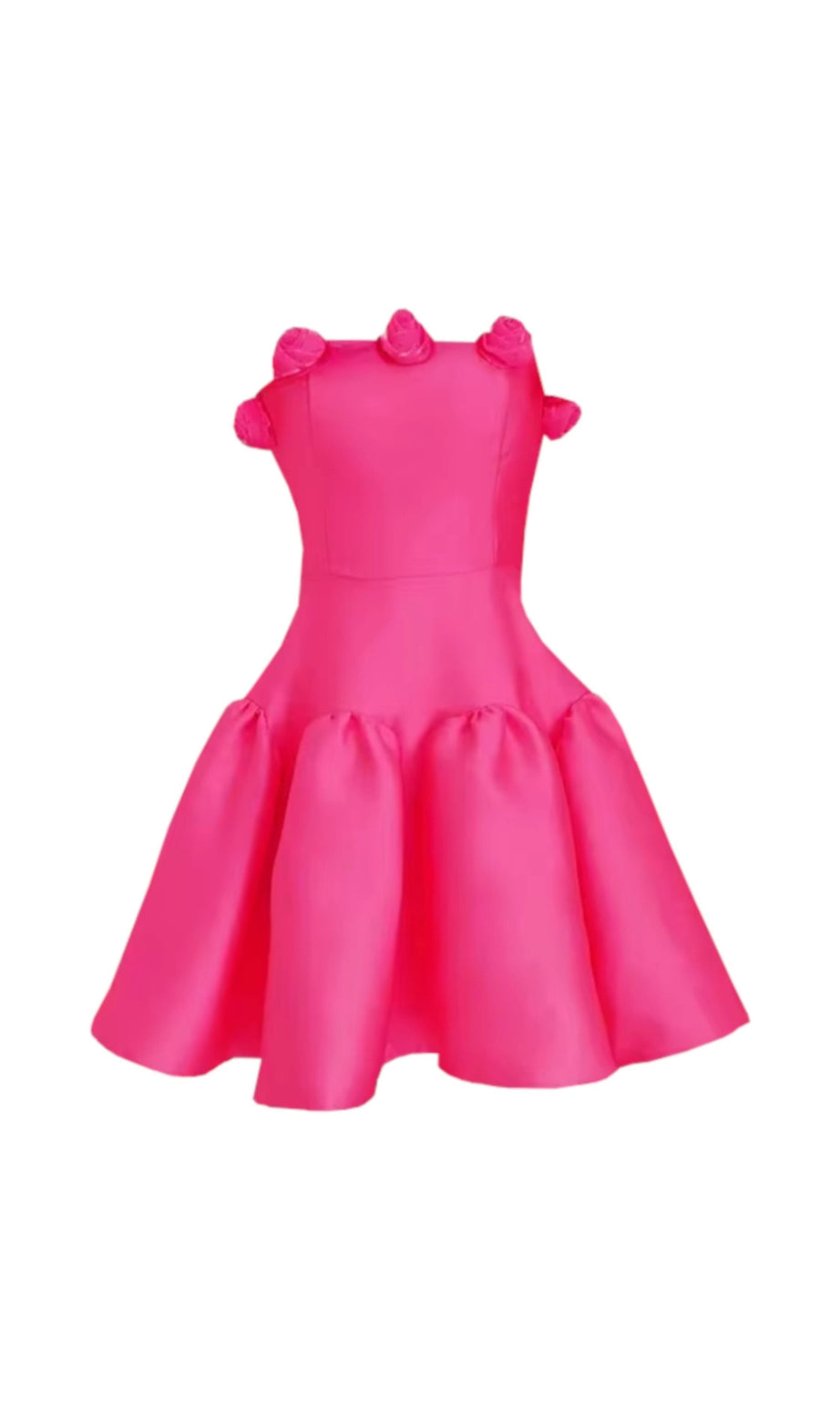 Tina flower strapless mini Dress in rose red