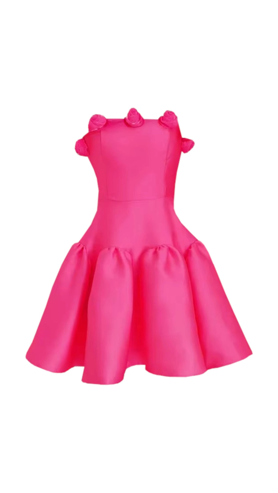 TINA FLOWER STRAPLESS MINI DRESS IN ROSE RED