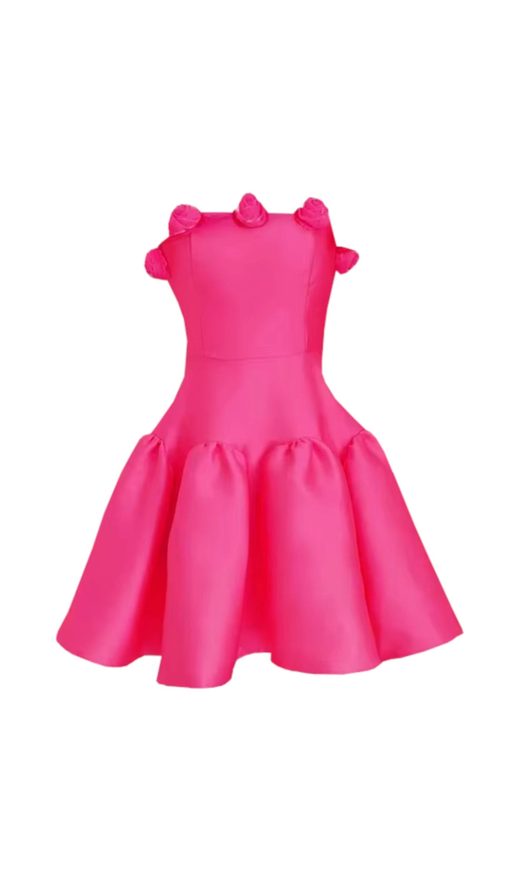 TINA FLOWER STRAPLESS MINI DRESS IN ROSE RED