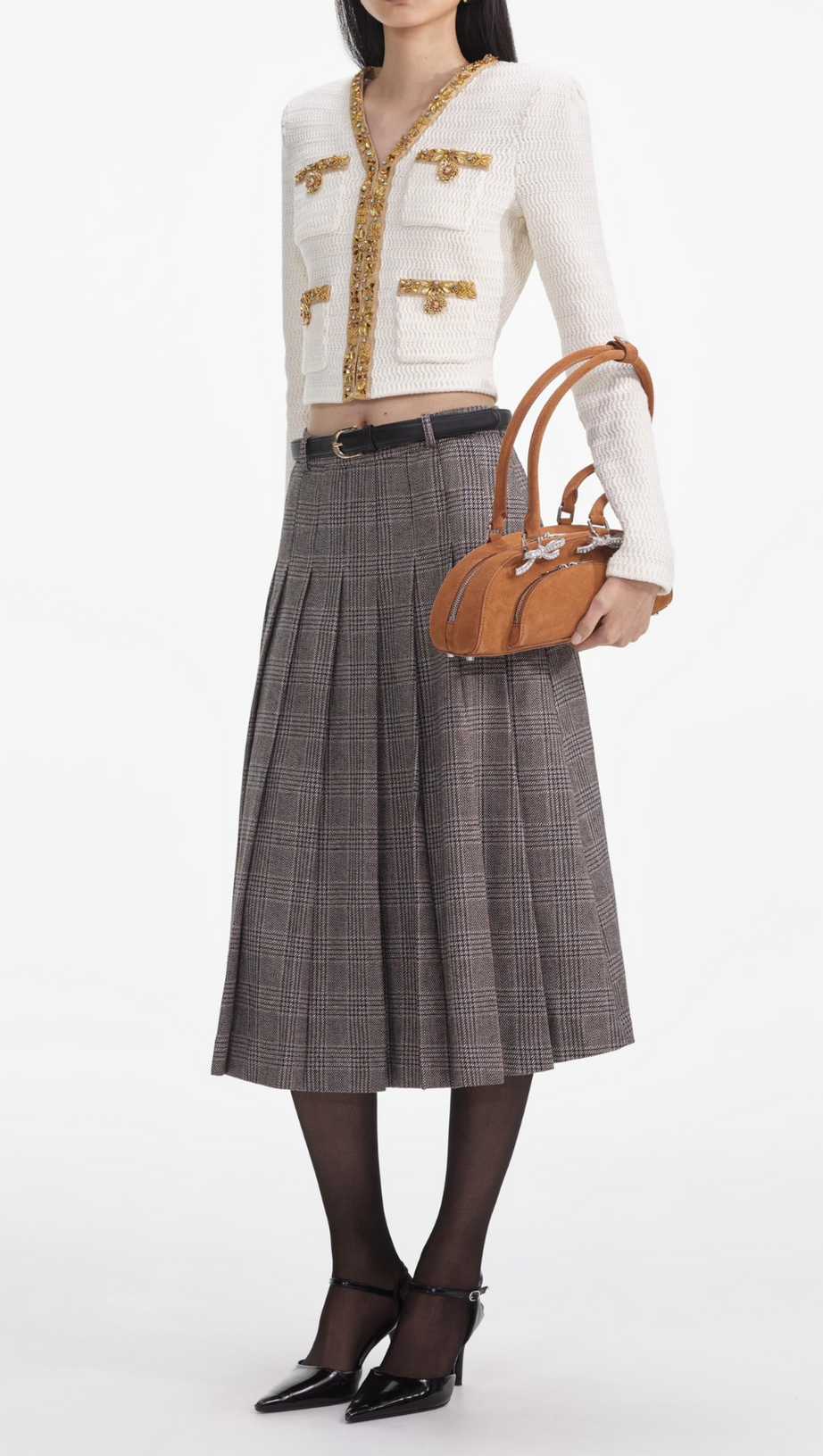 CREAM LUREX KNIT CARDIGAN