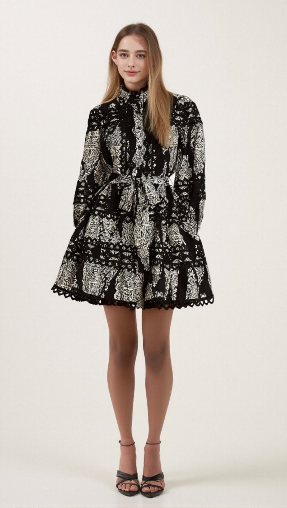 BÉRENGÈRE BLACK PATTERN-PRINT MINI DRESS