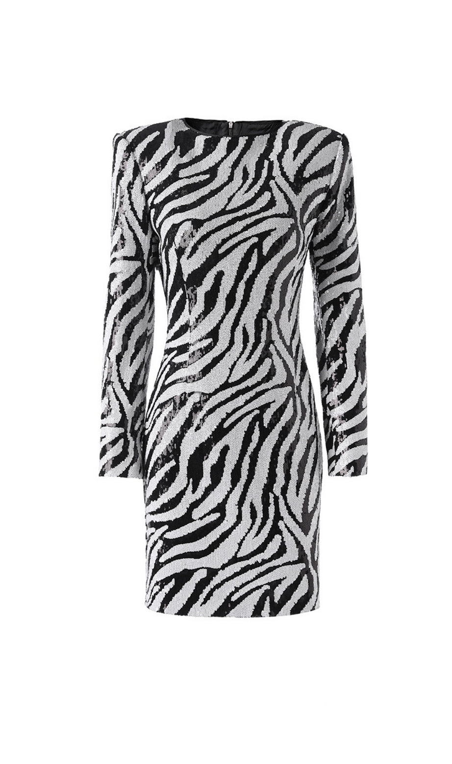 Short two-tone zebra sequin mini dress