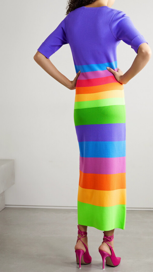 AIIZIE STRIPED JERSEY MAXI DRESS IN PURPLE - product image