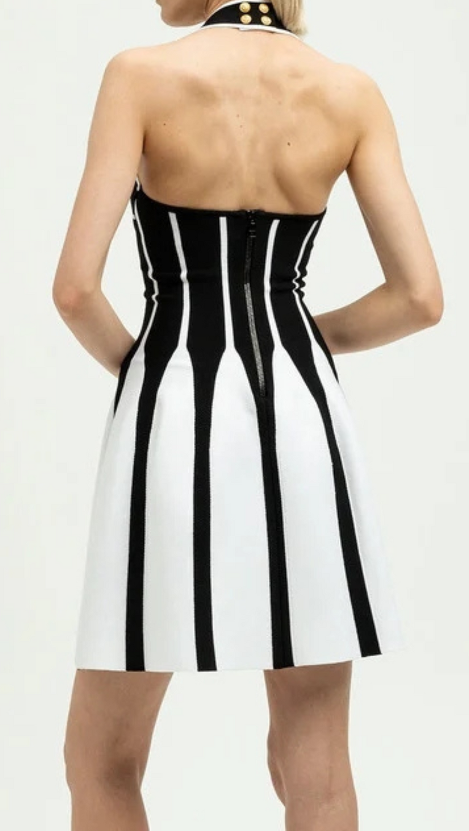 KRIADEN FLARED HALTER KNIT MINI DRESS