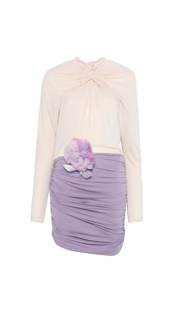 AIIZIE XYLONA DRAPE FLORAL BACKLESS MINI DRESS - product image