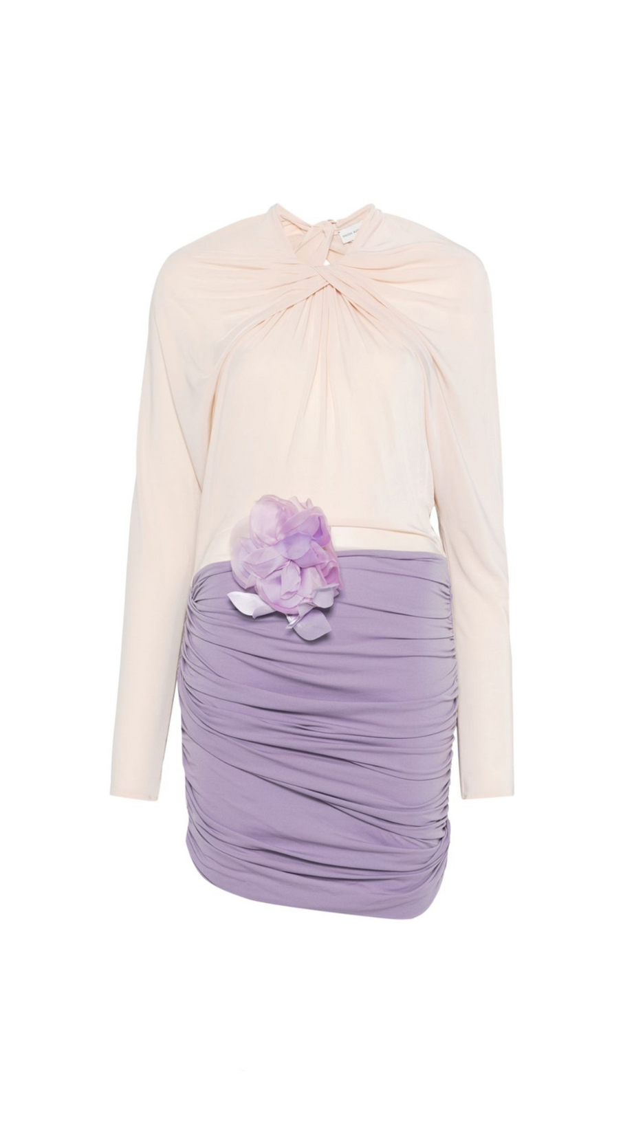 XYLONA DRAPE FLORAL BACKLESS MINI DRESS