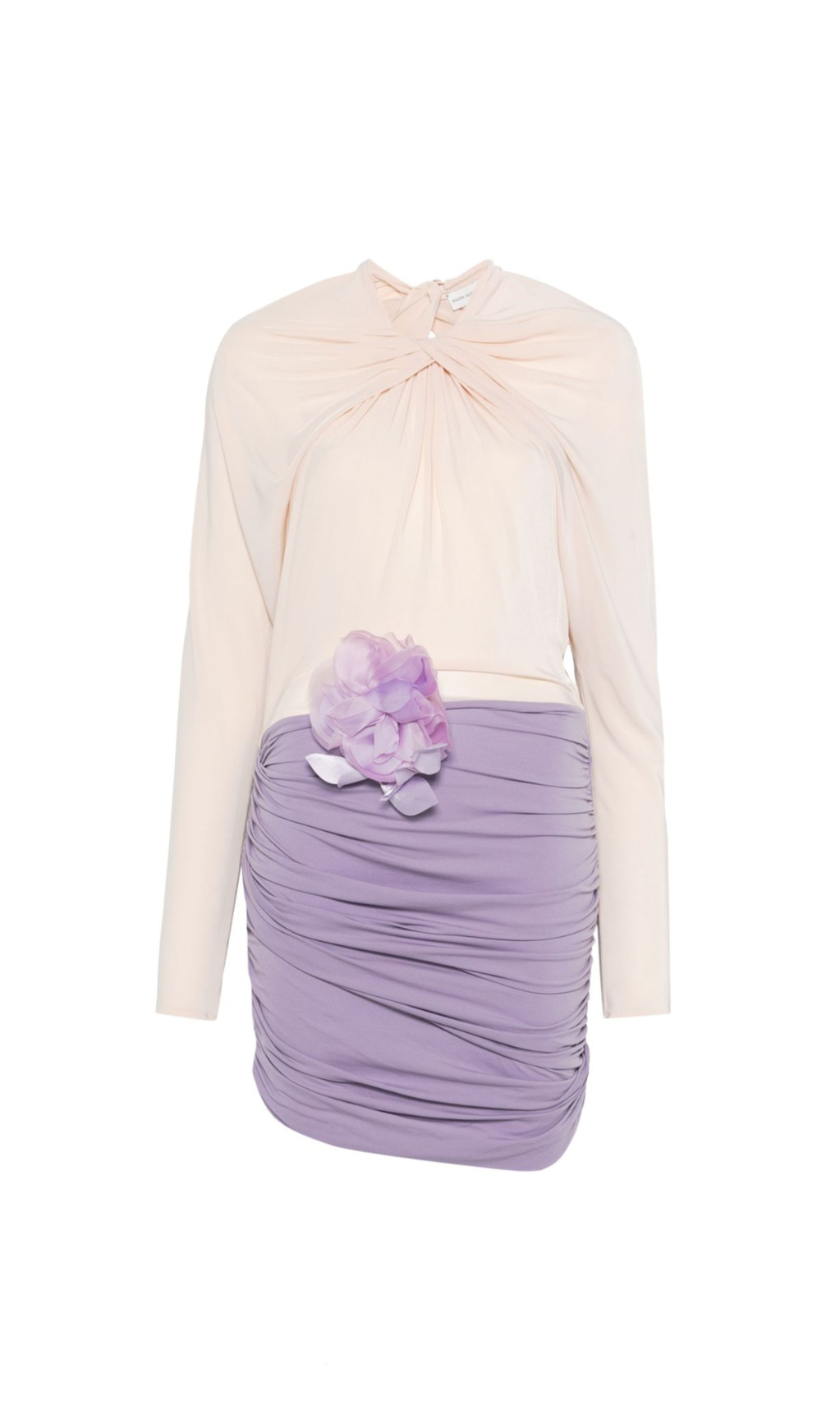 XYLONA DRAPE FLORAL BACKLESS MINI DRESS