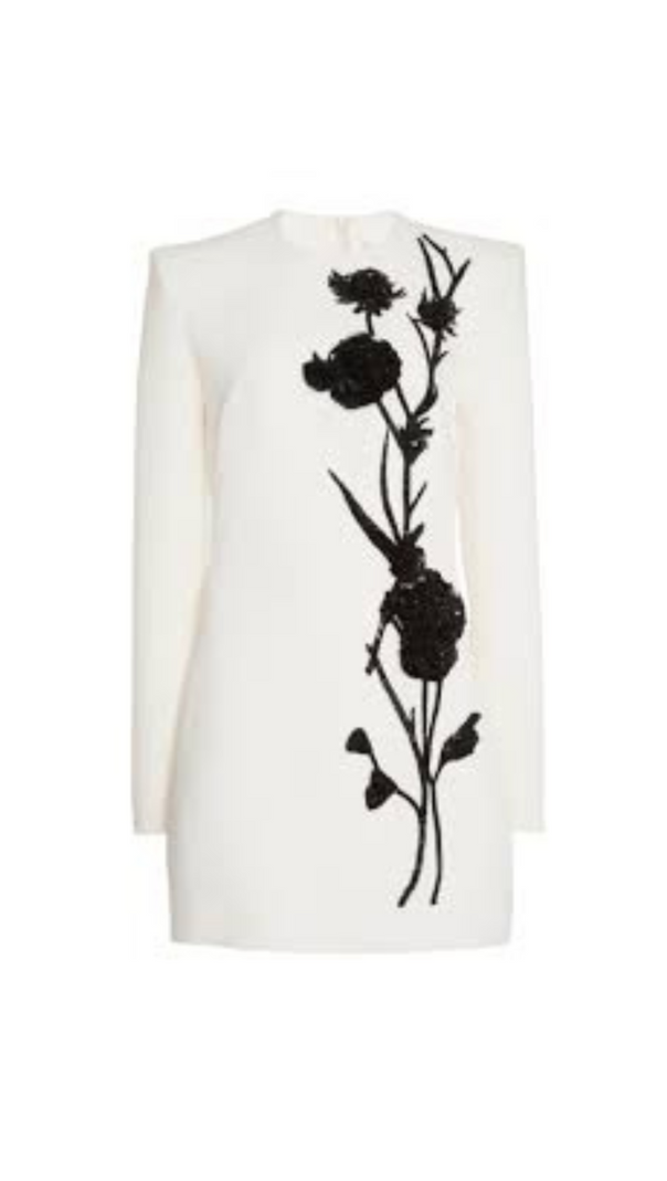 AIIZIE HELEN FLOWER EMBELLISHED MINI DRESS IN WHITE - product image