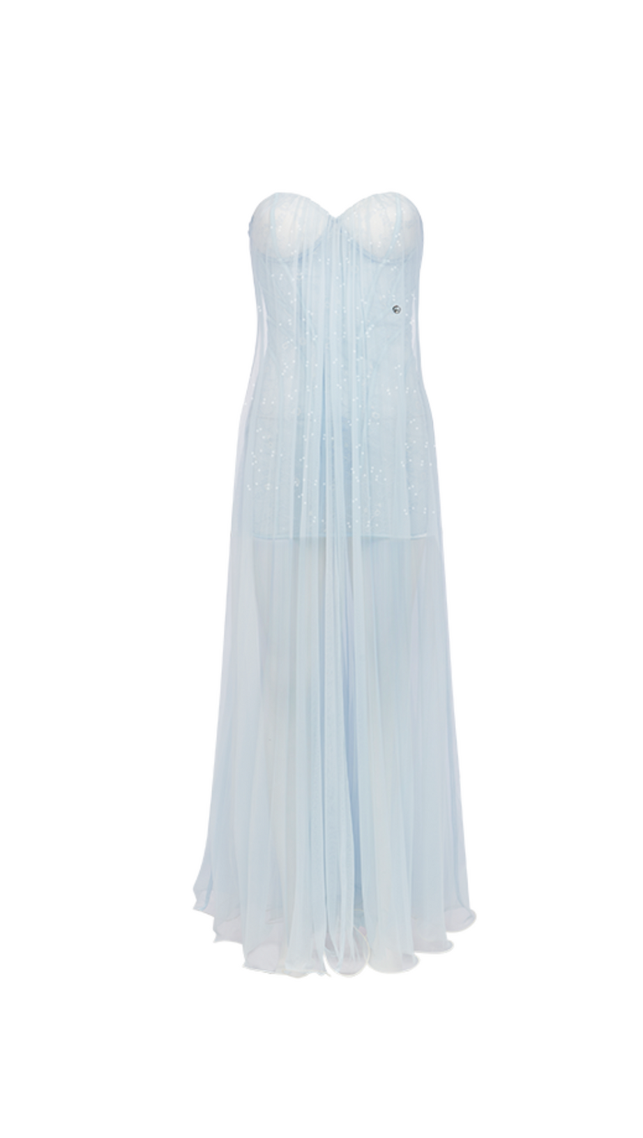 THEA STRAPLESS MESH BACKLESS MAXI DRESS IN LIGHT BLUE