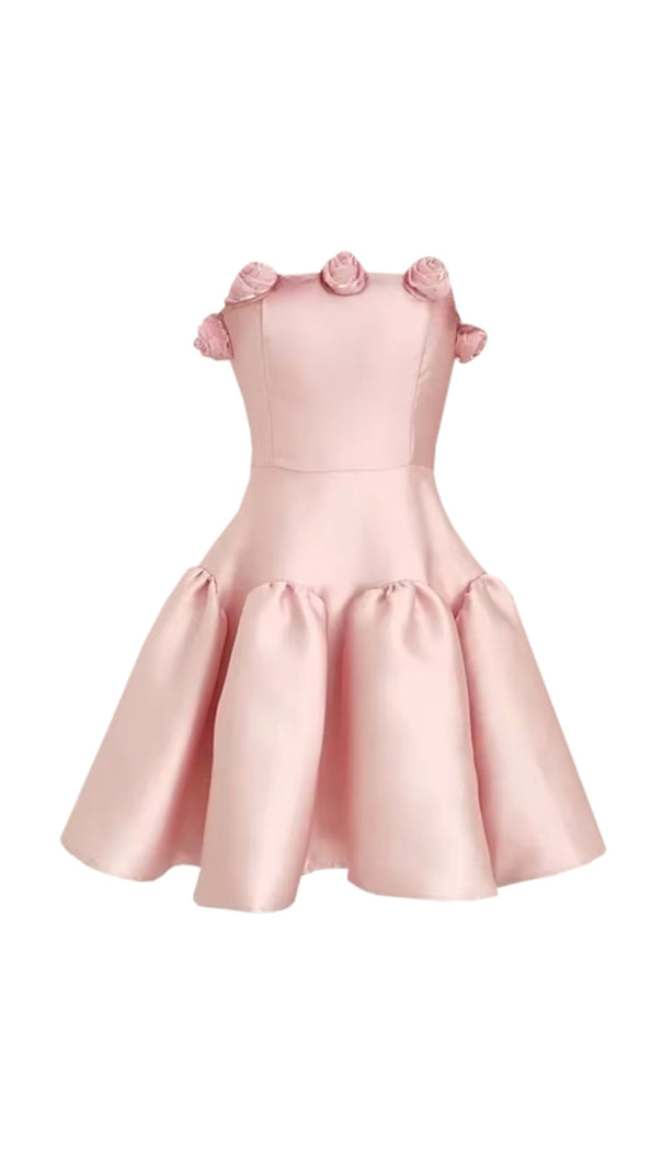 AIIZIE TINA FLOWER STRAPLESS MINI DRESS IN PINK - product image
