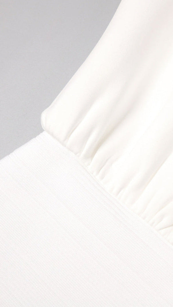 AIIZIE EDITH HIGH ELASTIC LONG HIP MAXI DRESS IN WHITE - product image