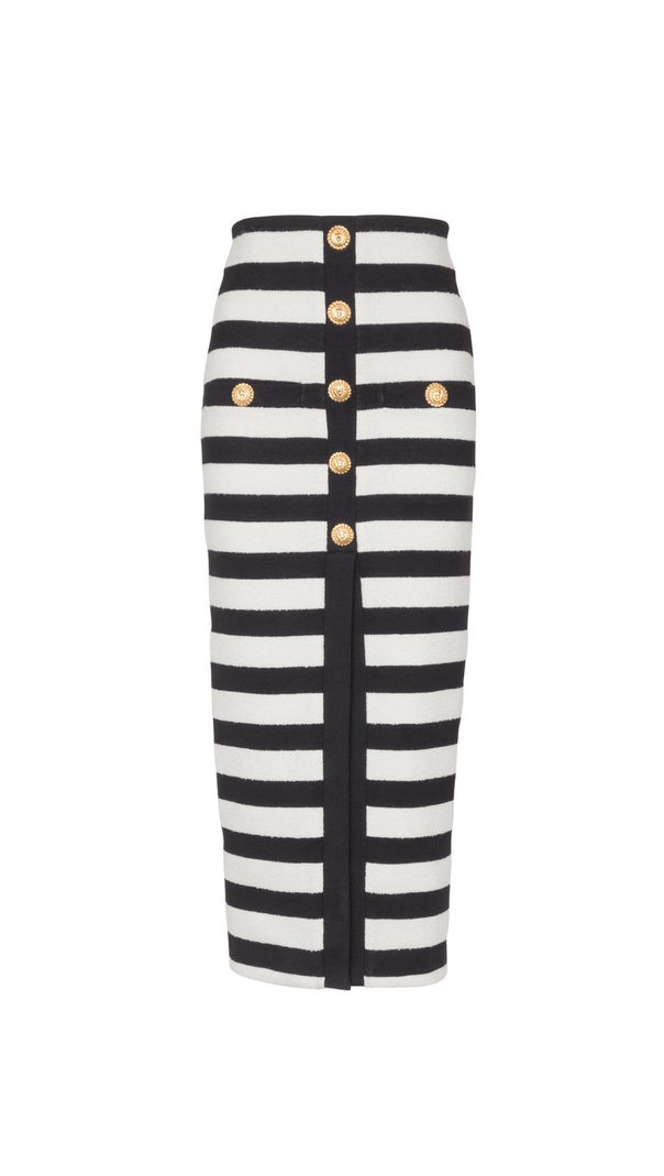 AIIZIE TWO-TONE EMBELLISHED KNITTED CROPPED TOP SKIRT SET - product image