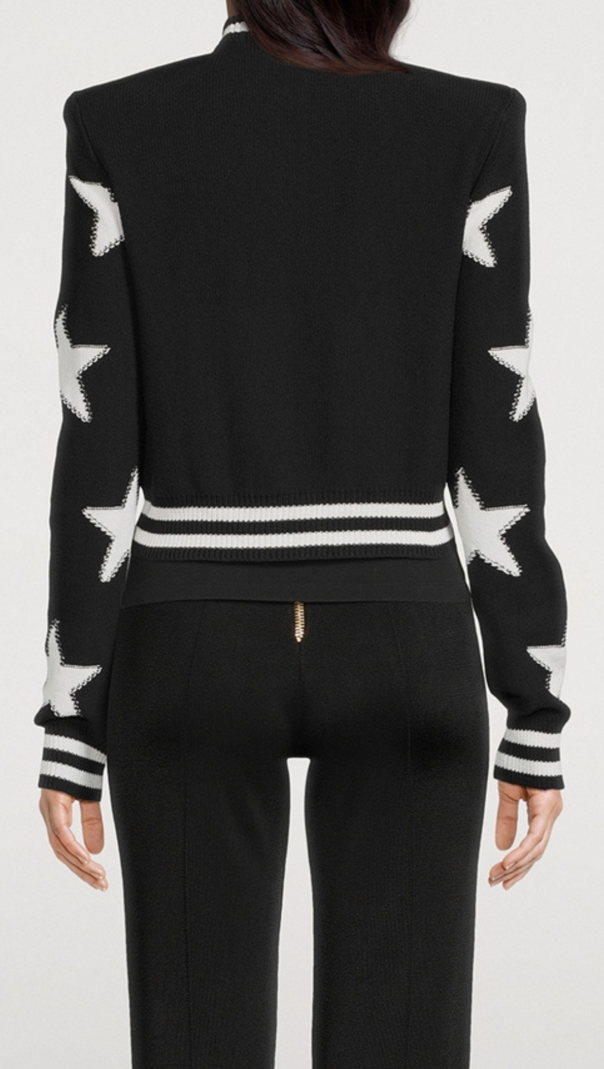 AIIZIE STAR JACQUARD BLACK CARDIGAN - product image