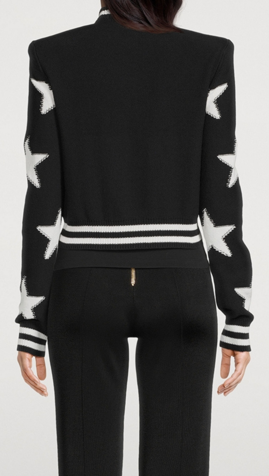 STAR JACQUARD BLACK CARDIGAN