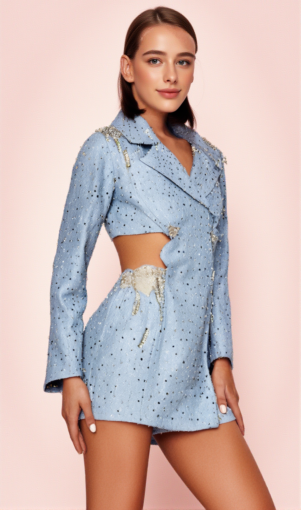 BERTHA PEARL CUTOUT TUXEDO BLAZER DRESS IN BLUE