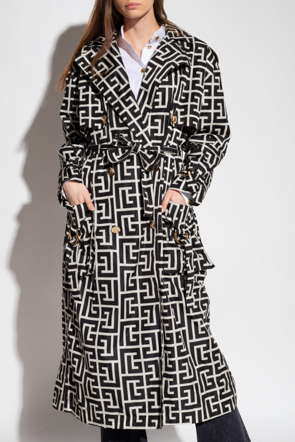 TRENCH NERO CON MONOGRAMMA