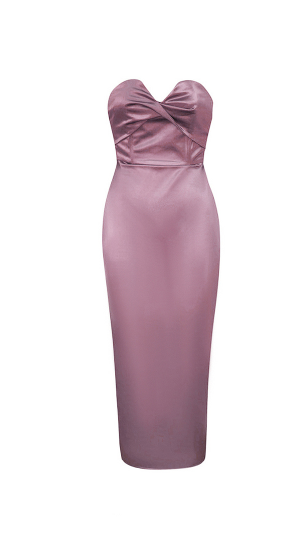 AIIZIE BACKLESS SPLIT TWIST-FRONT BODYCON MIDI DRESS IN ICEBERRY PINK - product image