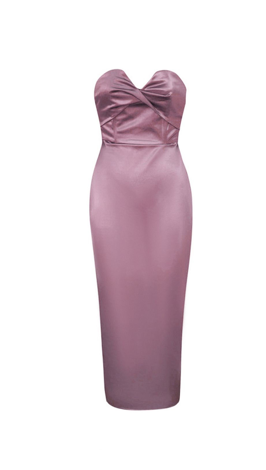 BACKLESS SPLIT TWIST-FRONT BODYCON MIDI DRESS IN ICEBERRY PINK