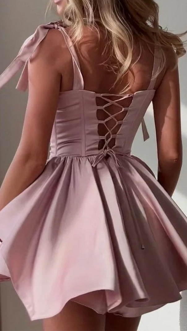 AIIZIE RUFFLE TRIM CORSET MINI DRESS IN PINK - product image