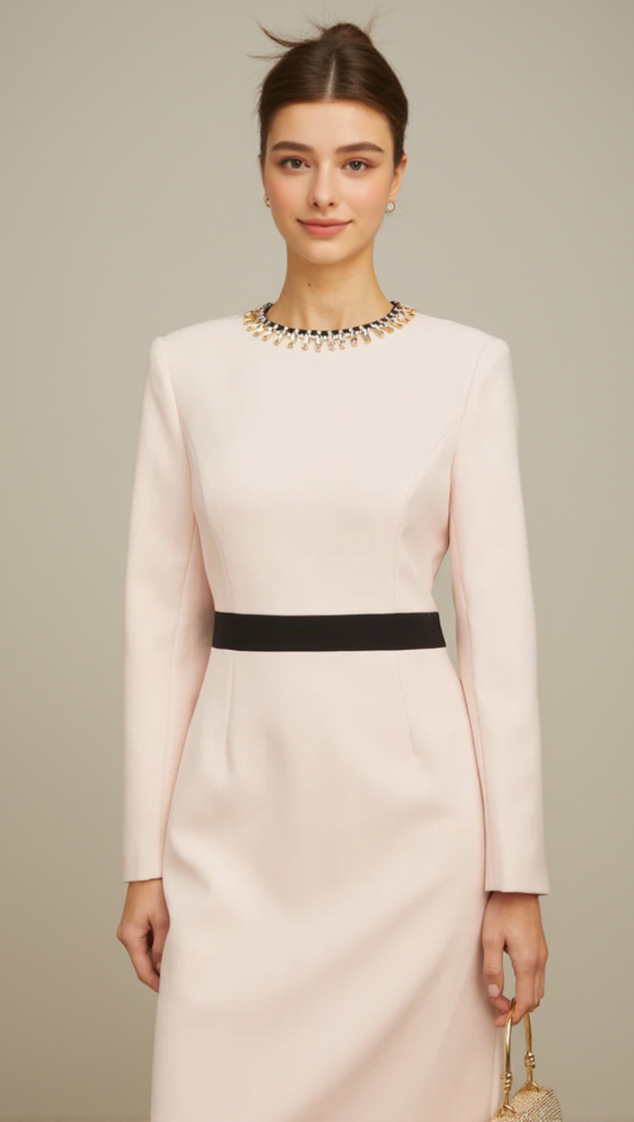 DIAMOND-EMBELLISHED SHEATH MAXI DRESS IN PINK