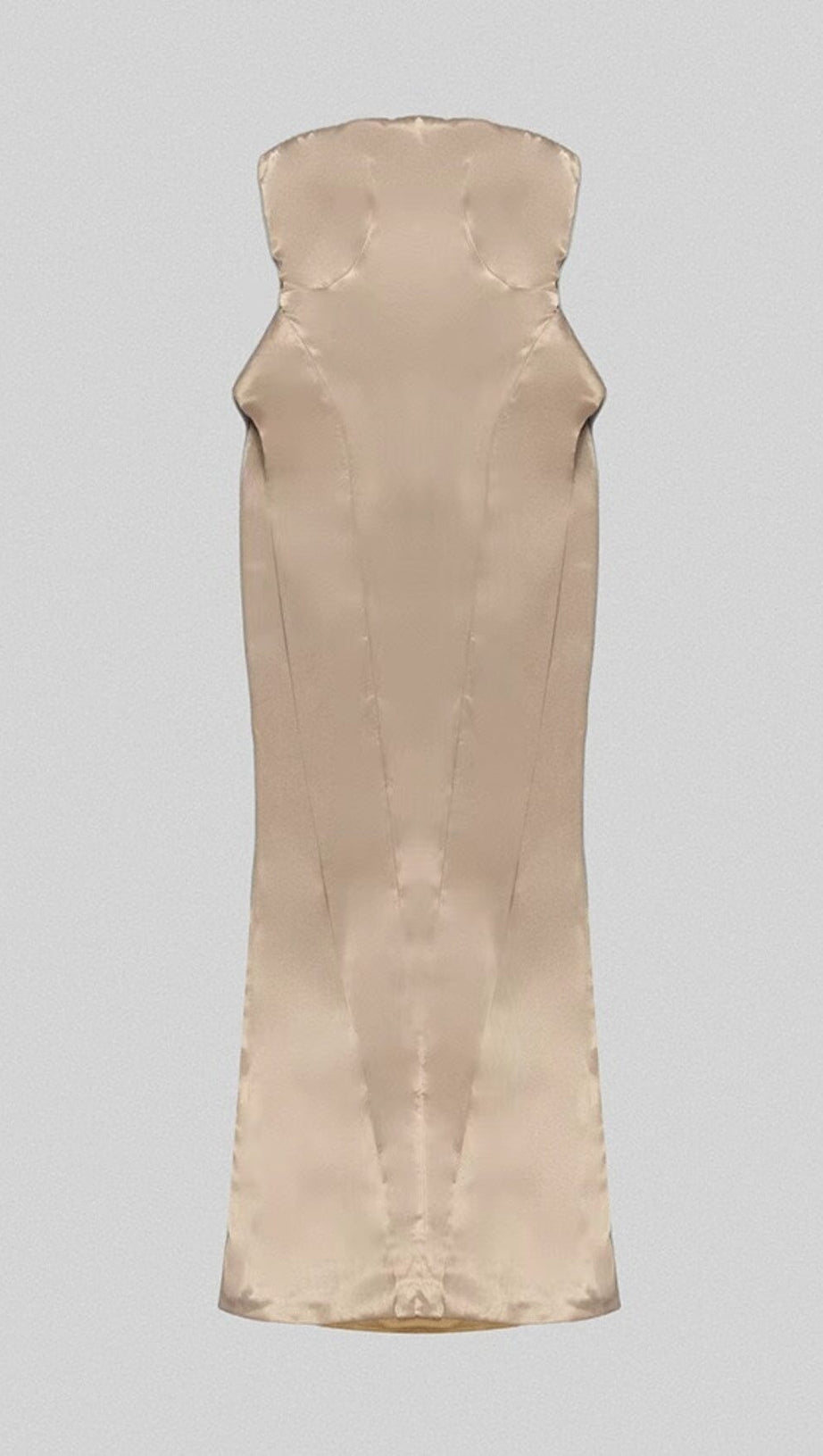 Brandina – Trägerloses Maxikleid im Meerjungfrauen-Stil aus Satin in Beige