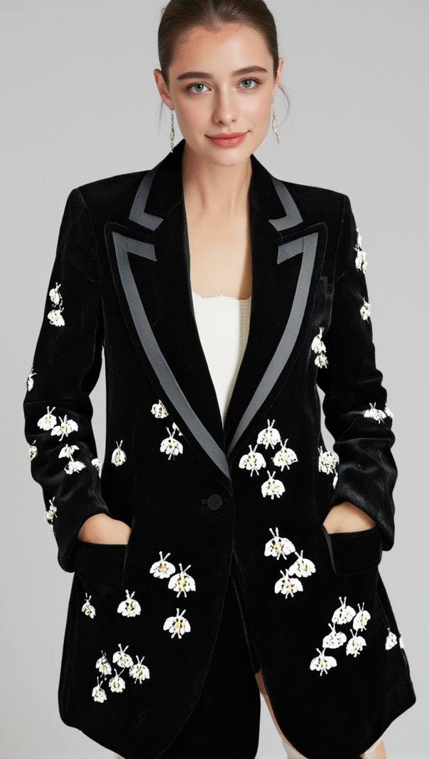 AIIZIE SIBYL BLACK BEE DIAMOND BLAZER MINI DRESS - product image