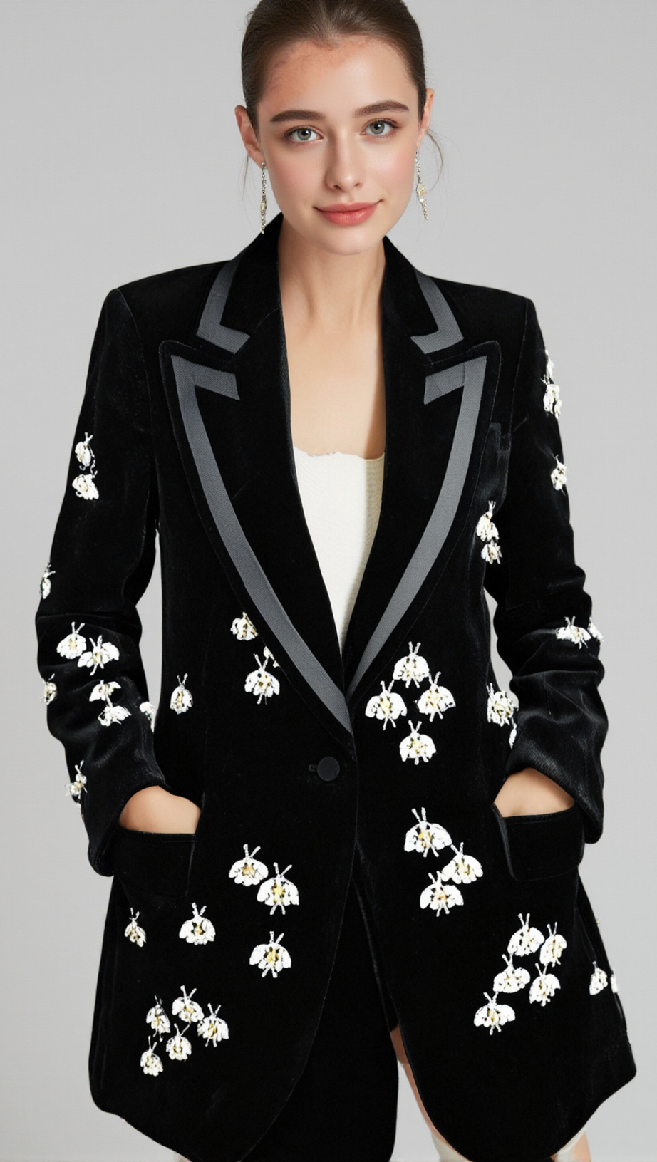 SIBYL BLACK BEE DIAMOND BLAZER MINI DRESS