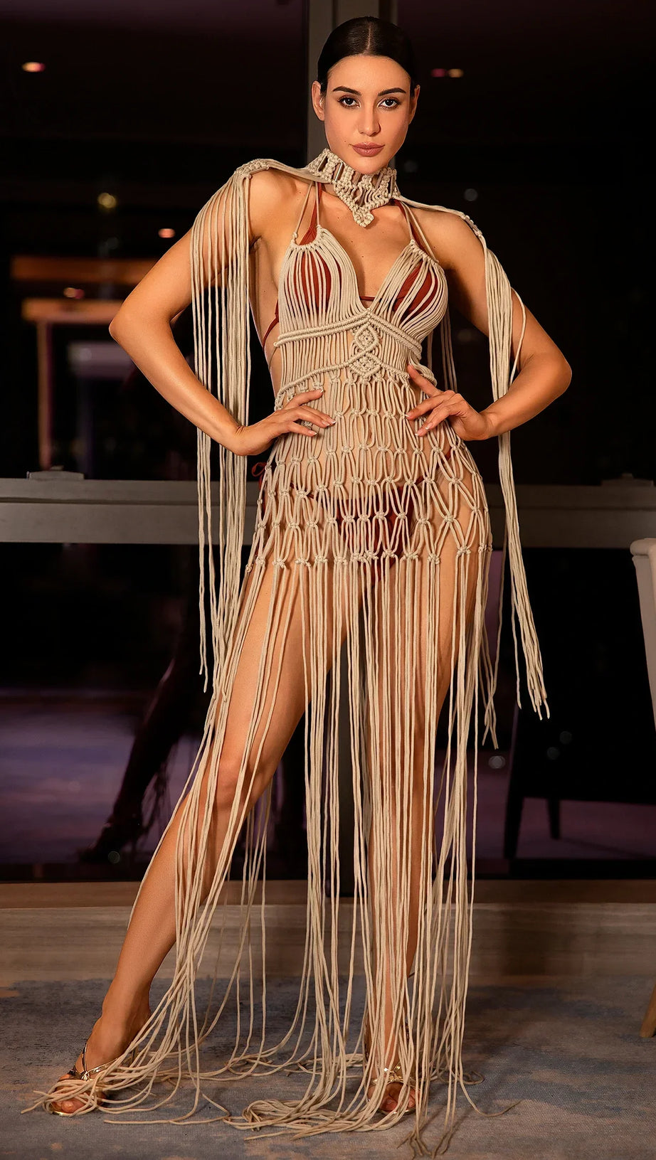 KALLIADI BOHEMIAN FRINGE 2 PIECE COVER UP DRESS