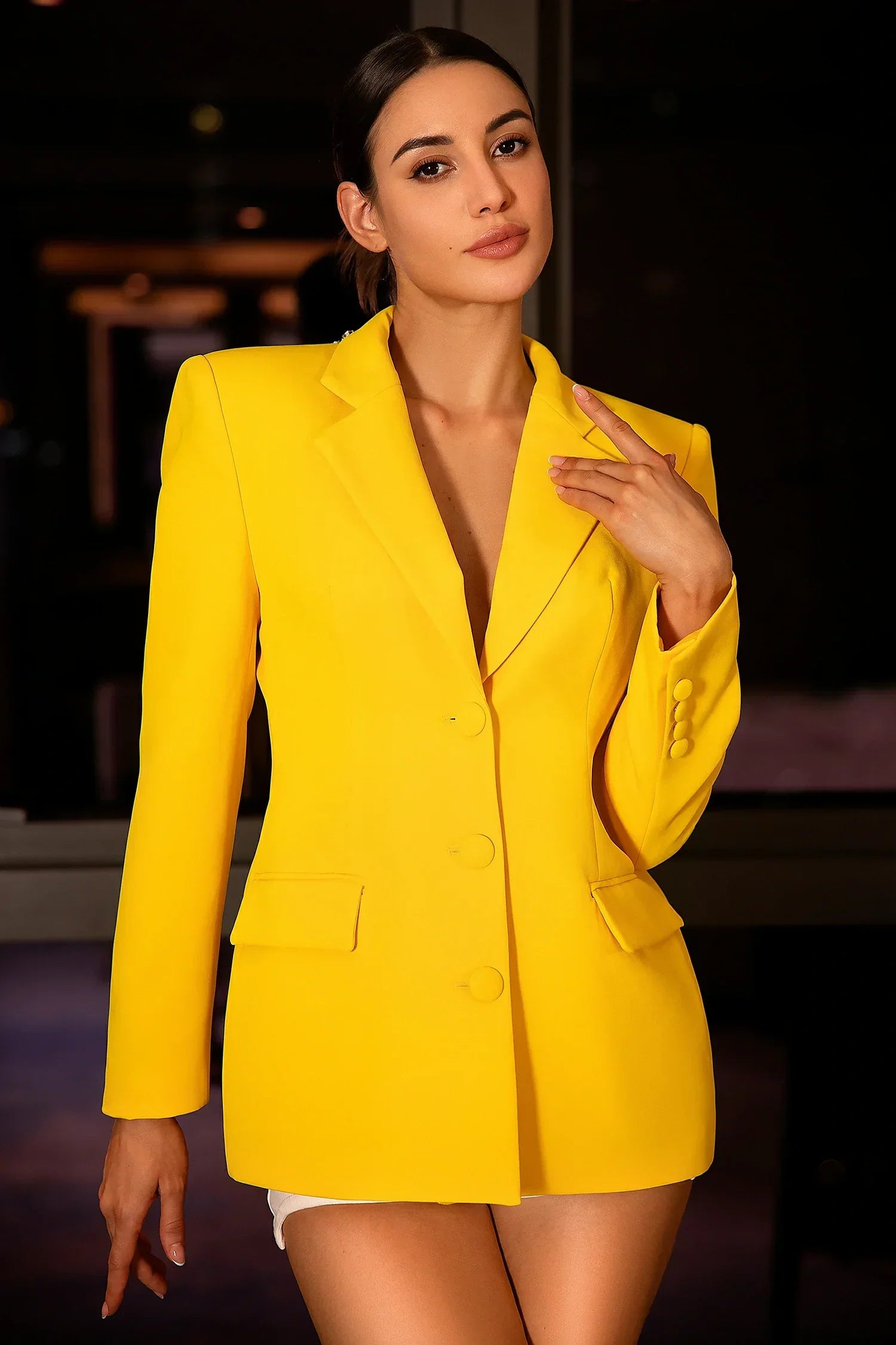 FOTOULA BACKLESS RHINESTONE CUT OUT BLAZER