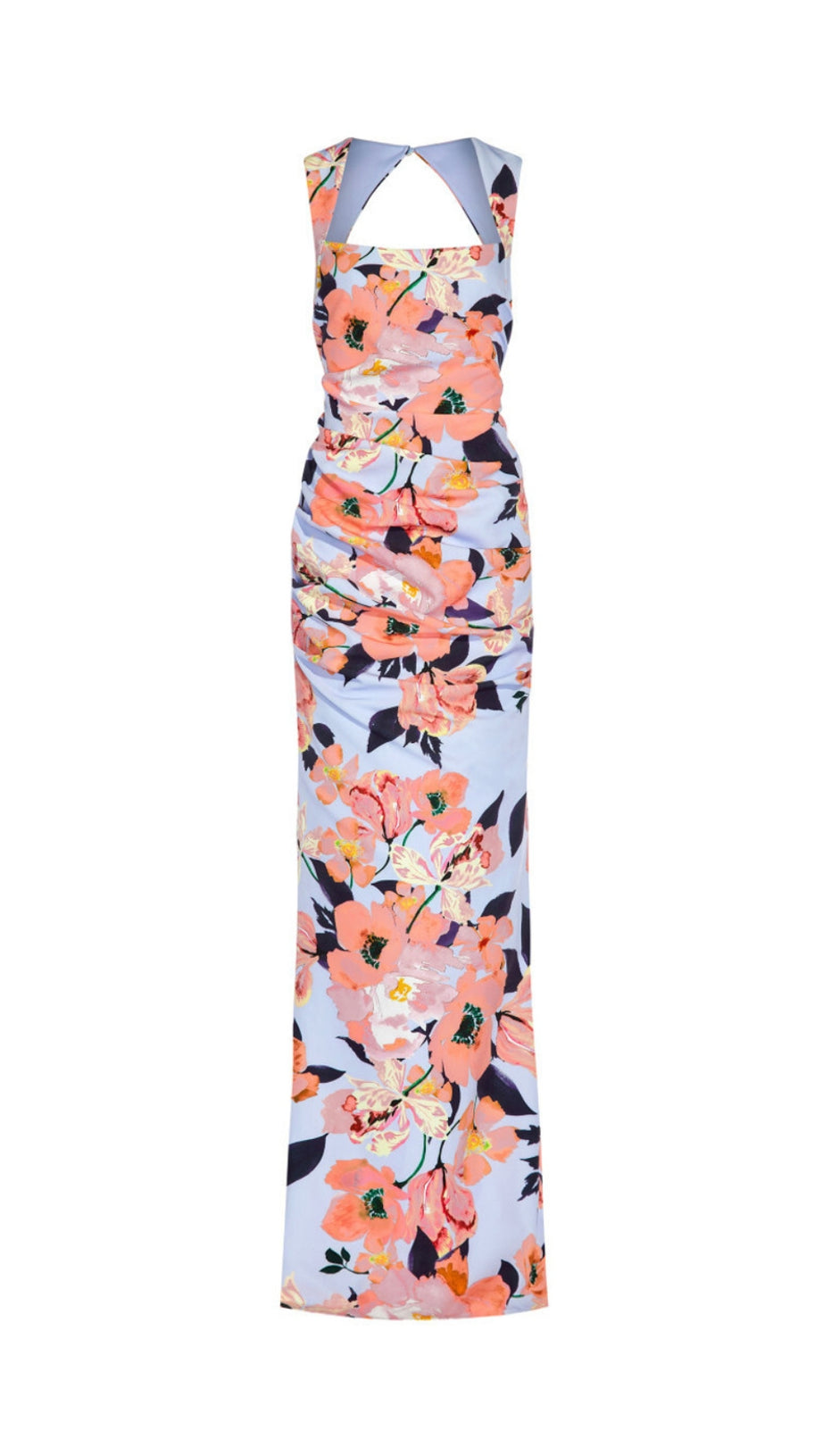 Damenkleid mit eckigem Ausschnitt und Blumenmuster