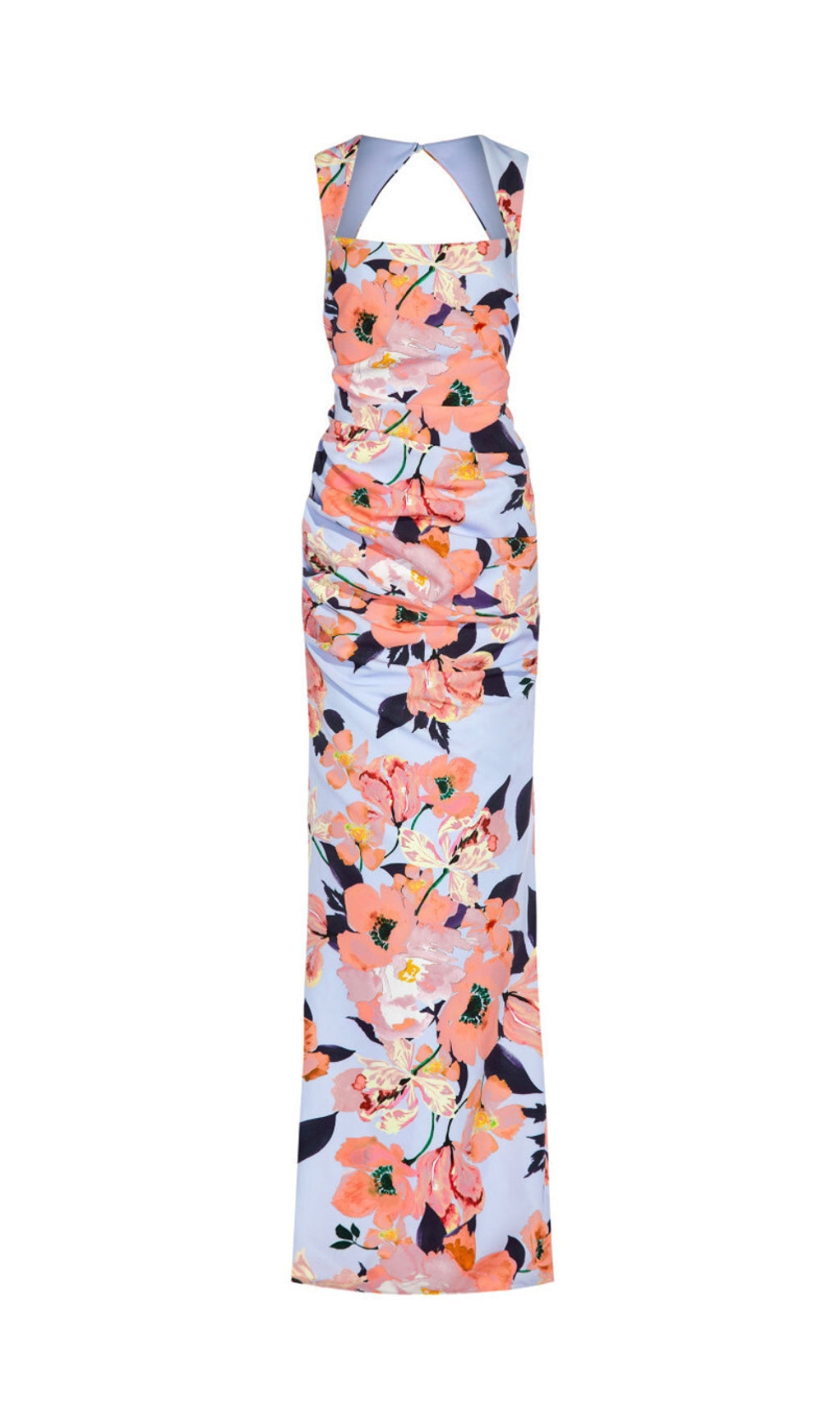 Damenkleid mit eckigem Ausschnitt und Blumenmuster