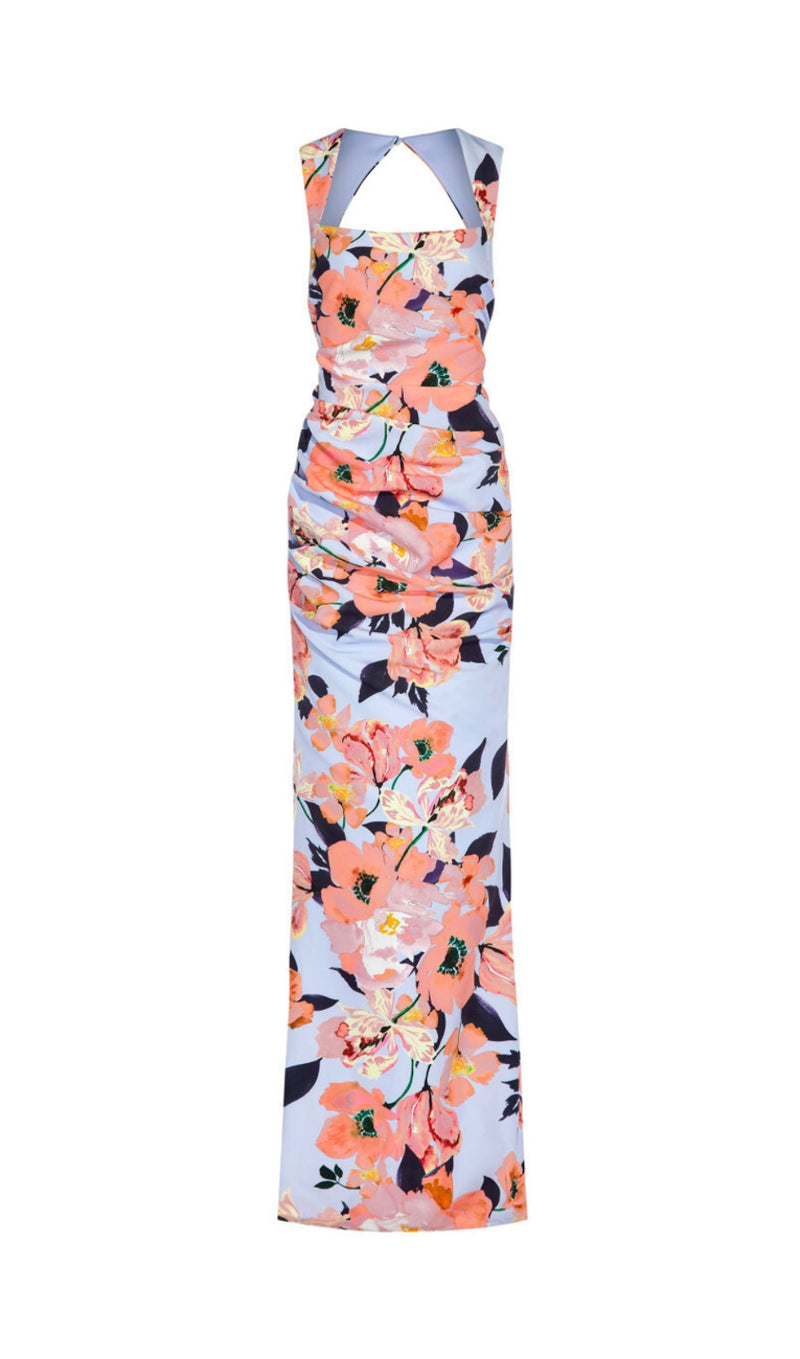 Women's Square-Neck Floral-Print Gown