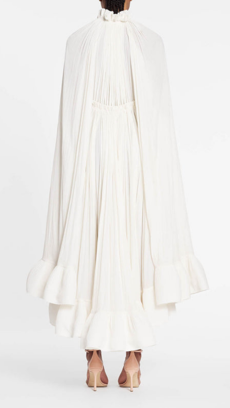 RUFFLE TRIM MAXI DRESS IN WHITE