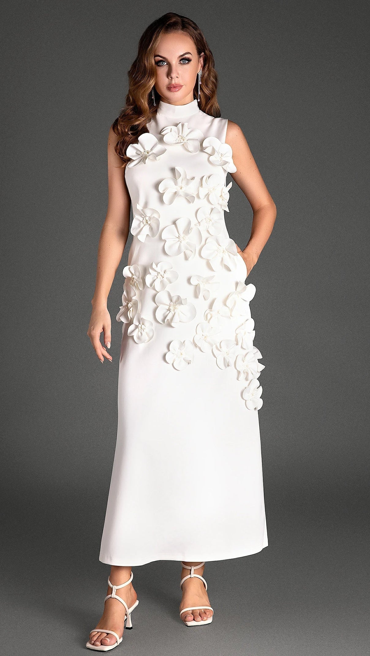 AIIZIE EALASID HIGH NECK SLEEVELESS FLOWER DRESS - product image