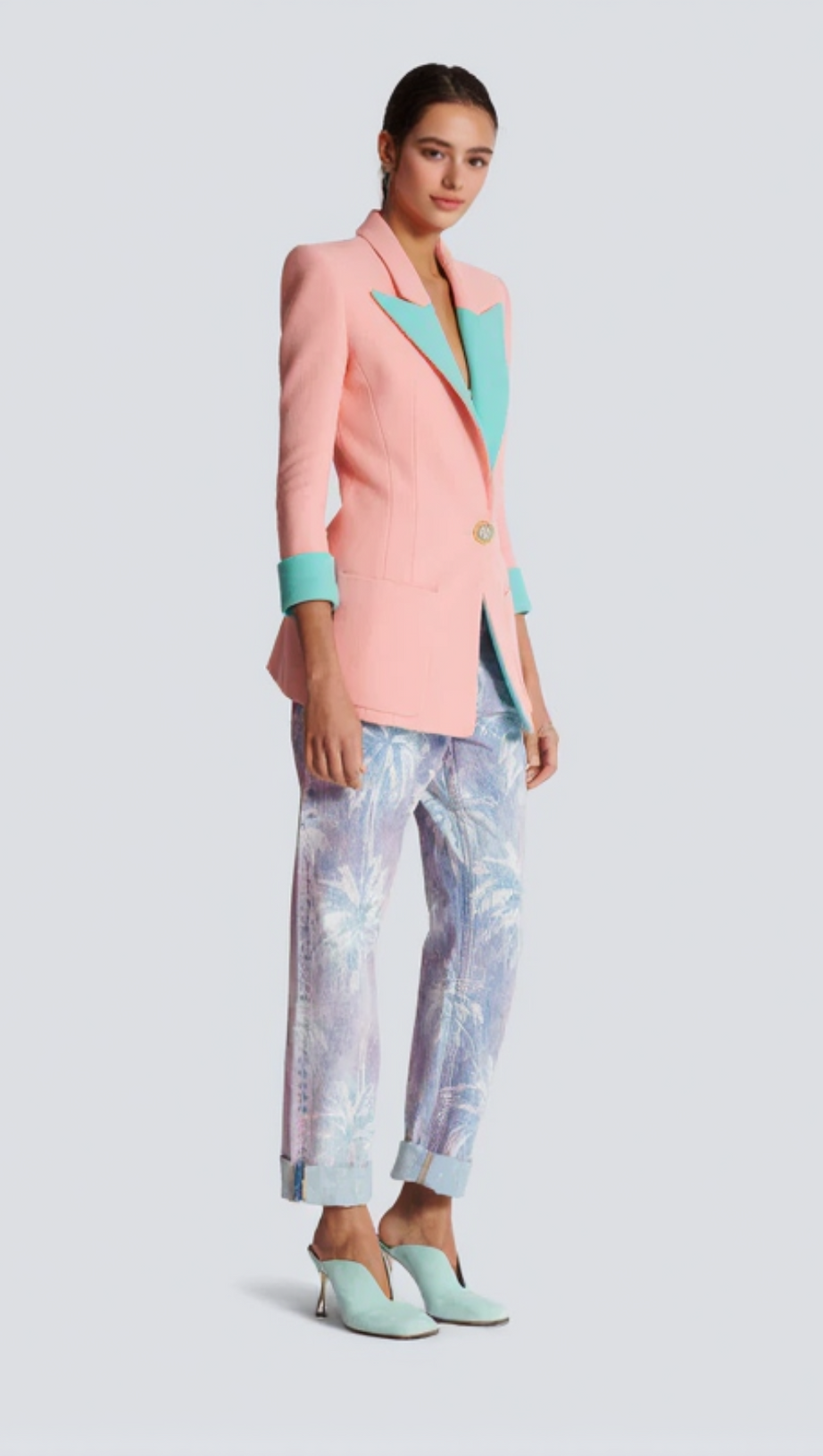 GIACCA BICOLORE IN CRÊPE DOPPIO A 1 BOTTONE