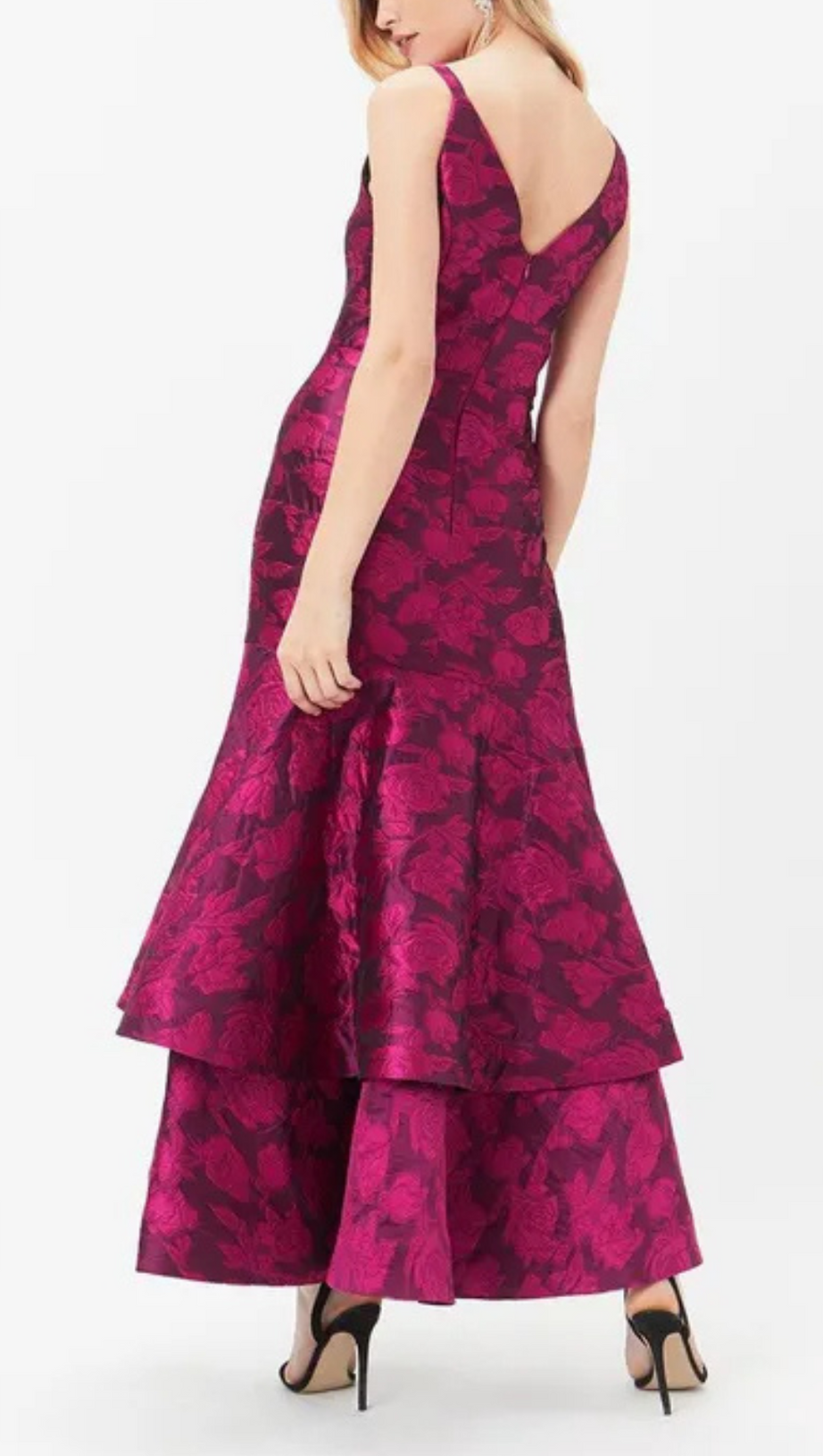 LAYER JACQUARD MAXI DRESS IN RED
