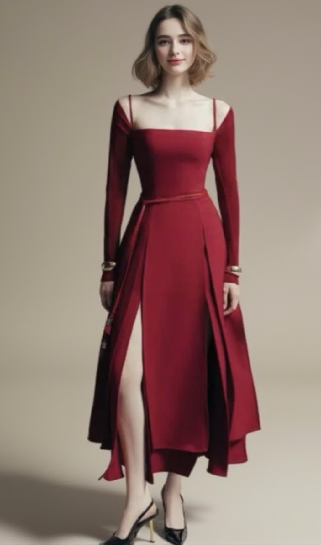 PHANTOM FRINGED MIDI DRESS IN RED