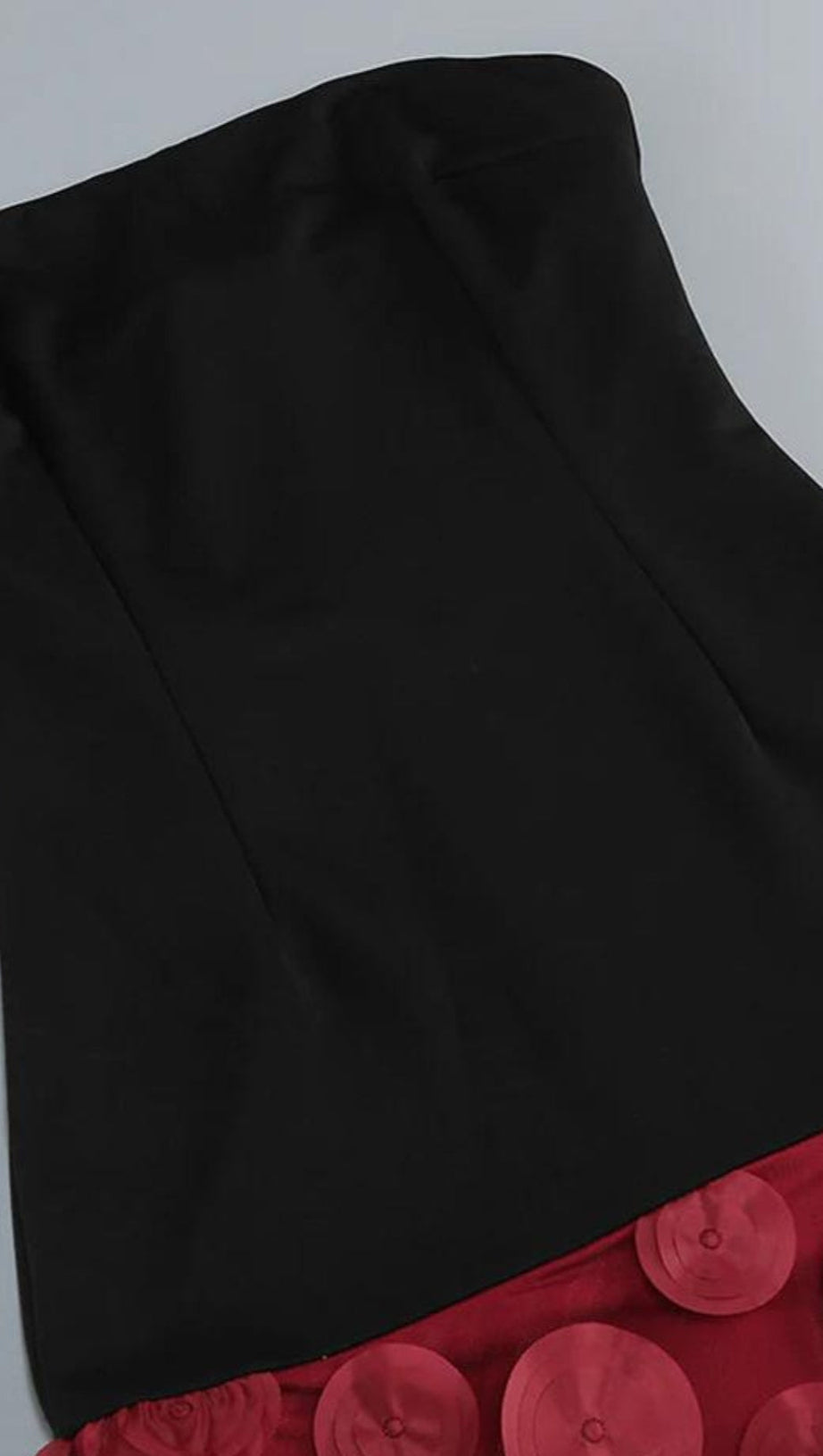 NODIN STRAPLESS DOT MESH MAXI DRESS IN RED