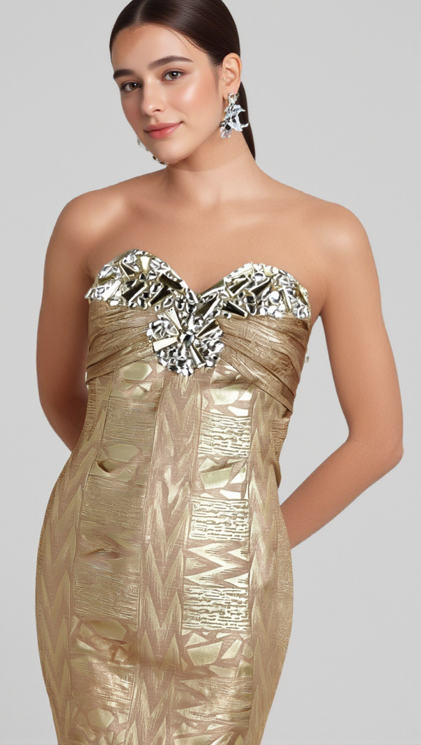 AIIZIE DAPHNE CRYSTAL EMBELLISHED SLEEVELESS STRAPLESS MINI DRESS - product image
