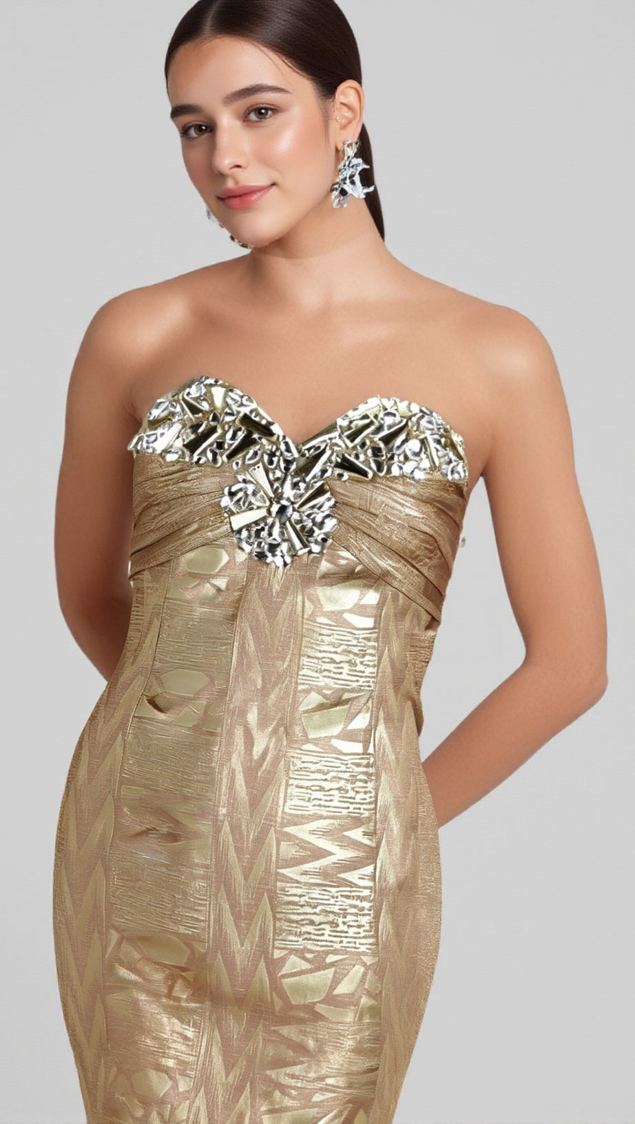 DAPHNE CRYSTAL EMBELLISHED SLEEVELESS STRAPLESS MINI DRESS