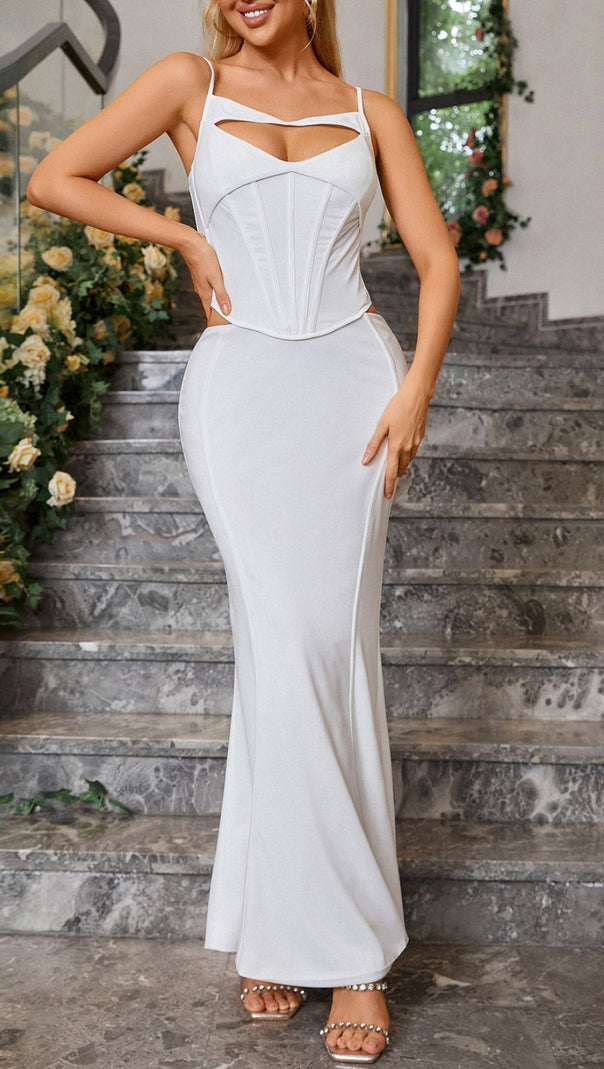 AIIZIE WHITE CORSET MAXI DRESS - product image