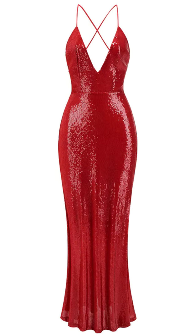 AIIZIE SEQUIN MAXI DRESS RED - product image