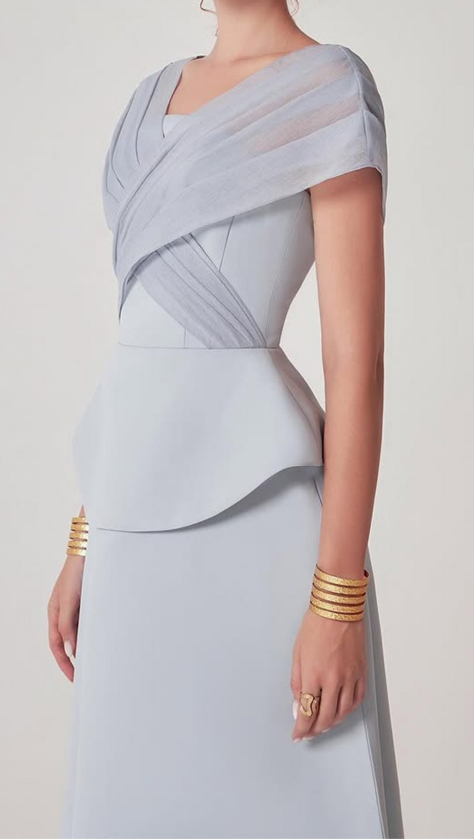 ABITO MIDI IN RETE PATCHWORK GRIGIO CHIARO