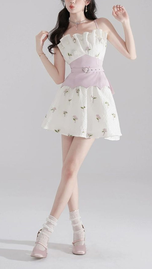 MINI ABITO JACQUARD RICAMATO BIANCO