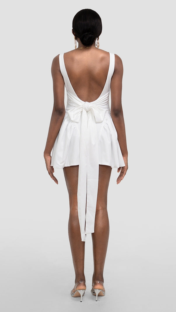 AIIZIE BACKLESS BOW MINI DRESS IN IVORY - product image
