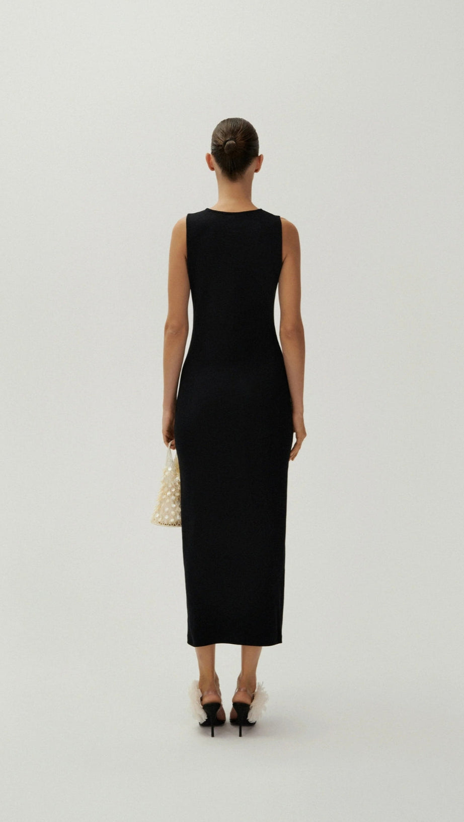 CAROL BLACK CROCHET BRA COTTON TANK MIDI DRESS