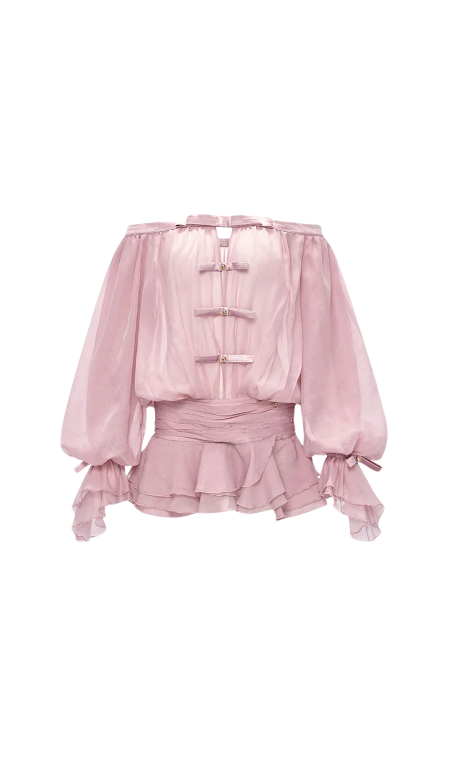 puff sleeve strapless mini dress in misty pink