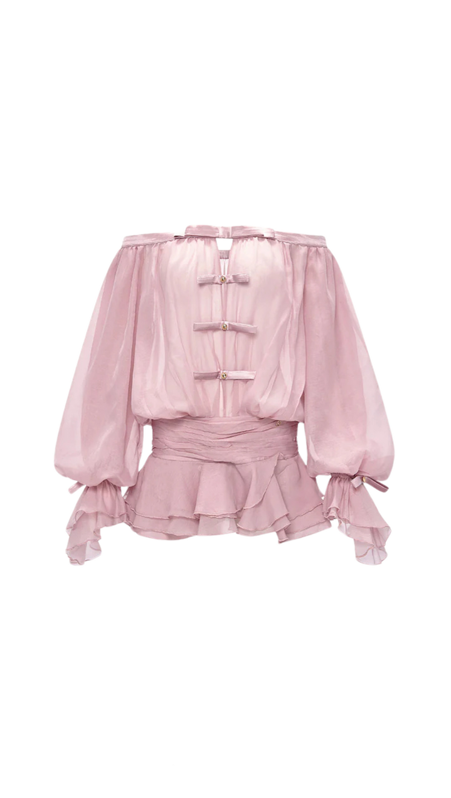 PUFF SLEEVE STRAPLESS MINI DRESS IN MISTY PINK